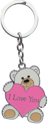 

CTW I love You Teddy Heart Pink Keyring Metal Key Chain(Pink)