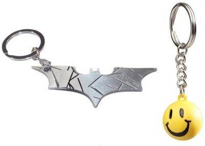 

Confident 2 Silve Color Metal Batman And Smily Ball Key Chain(Silver, Yellow)