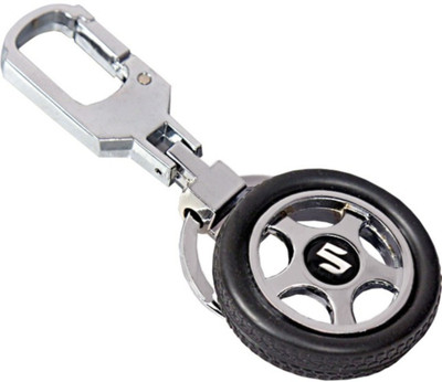 

CTW Suzuki Logo Premium Quality Rotating Wheel Tyre Keyring Metal Locking Key Chain(Black)