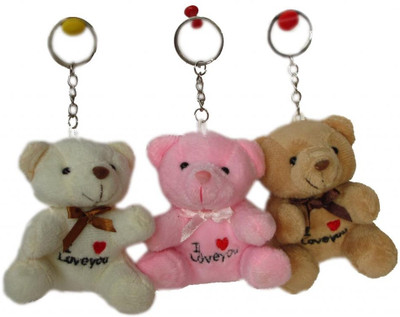 Tickles Lovely Cute Teddy Set of Three Key Chain(Multicolor)