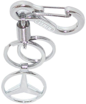 

Aura Imported Steel Spring Hook Double Ring Mercedes Locking Key Chain(Silver)