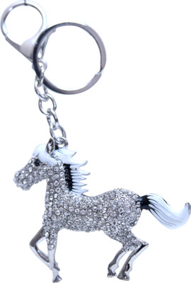 

Dealfinity White and Black Studded Horse Metal DKYCN1564 Locking Key Chain(Multicolor)