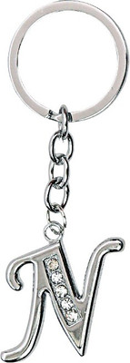 

U R God Diamond Studded Alphabet "N" Key Chain(Silver)