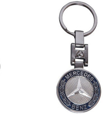 Ezone Round Mercedes Metal Key Chain(Silver)