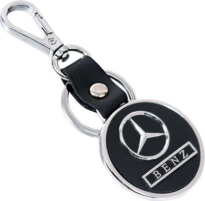 

U. R. GOD Hq Mercedes Benz Leather & Metal Round Car Logo Locking Key Chain(Black)
