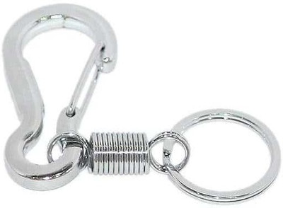 Aura Imported Steel Spring Hook Steel Finish Locking Key Chain(Silver)