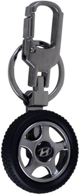 PARRK Hyundai Tyre Logo Locking Key Chain(Black)