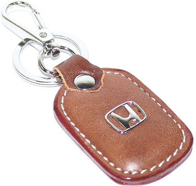 

Aura Honda Cars Imported Metal & Leather Locking Key Chain(Brown, Silver)