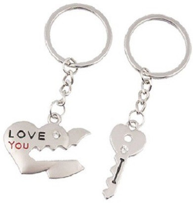 

CTW love you Heart Lock & Key Couple Metal Combo Key Chain(Silver)
