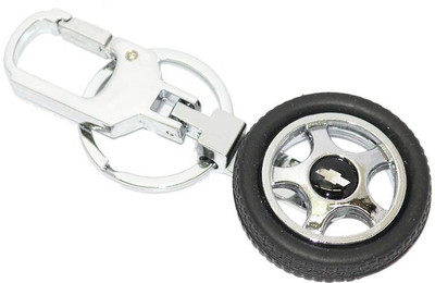

Aura Chevrolet Tyre Rotary Wheel Imported Locking Key Chain(Silver, Black)