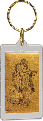 

Siri Creations God Radha Krishna with 24kt Gold Foil Key Chain(Gold)