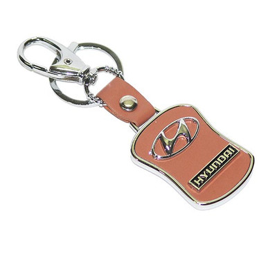 

Aura Imported Hyundai Metal & Leather Locking Key Chain(Brown, Silver)