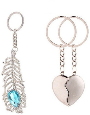 

Chainz Oh My God Stone Studded And Broken Heart Key Chain(Silver)