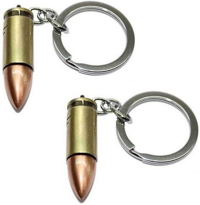 Ezone Metal Thick Bullet Pack of 2 Key Chain(Multicolor)