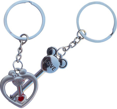 

CTW Love You Heart & Key Metalic Valentine Key Chain(Silver)