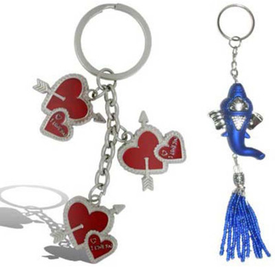 

Rashi Traders Arrow 3 Heart + Hanging Ganesh Key Chain(Silver)