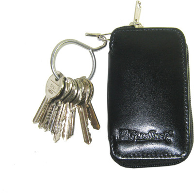 

Goodluck Small Leather Key Pouch H 10, W 2, L 6. Key Chain(Black)