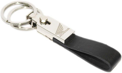 

Aura Honda Bikes Double Ring Metal & Leather Imported Key Chain(Black, Silver)