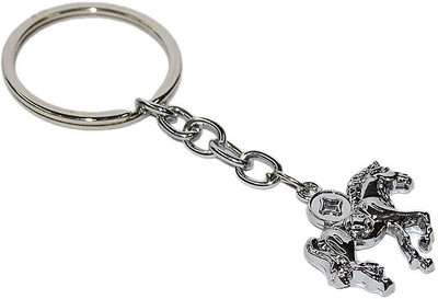 

Aura Double Sided Metal Horse Imported Locking Key Chain(Silver)