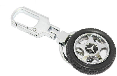 

Aura Mercedes Benz Tyre Rotary Wheel Imported Locking Key Chain(Silver, Black)