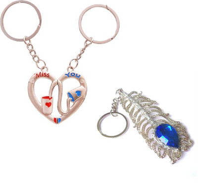 

CTW Love You Heart Couple and Omg Metal Combo Key Chain(Silver)