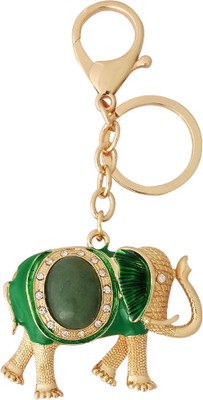 

Super Drool Green Enamel and Stone Studded Elephant Key Chain(Green)