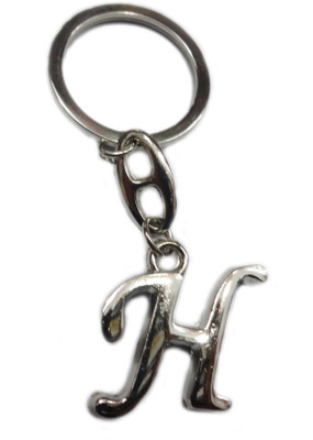 ADITYA TRADERS 'H' Full Metal Alphabet Ring Key Chain(Silver)