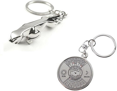 

Chainz Premium Metal Jaguar and Calendar Key Chain(Silver)