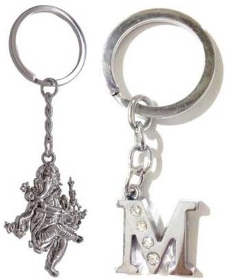 

Rashi Traders Ganpati & Alphabet M Key Chain(Silver)
