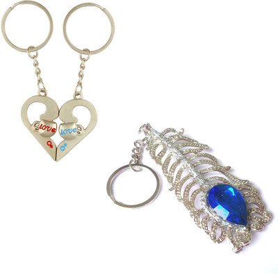 

Anishop Love You Heart Couple and Omg Metal Combo Key Chain(Silver)