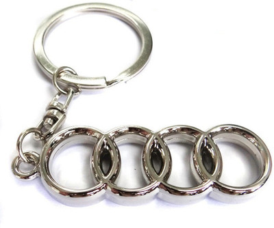 Accessory Bazar Audi Logo Metal Car Keychain Key Chain(Silver)