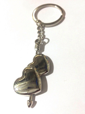 Tech Fashion Two Metal Heart Shape Locking Key Chain(Silver)