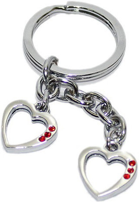 

Aura Imported 2 Mini Heart Shape Photo Frame Metal Locking Key Chain(Silver, Red, Blue)