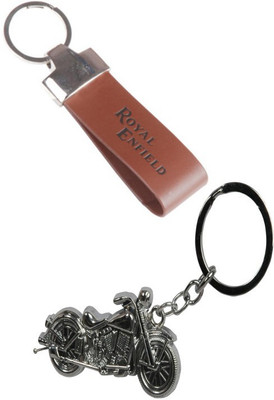 

Alexus Royal Enfield Leather And Bike Key Chain(Silver)