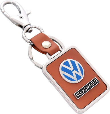 

U R God HQ Volkswagen Leather & Metal Square Car Logo Locking Key Chain(Brown)