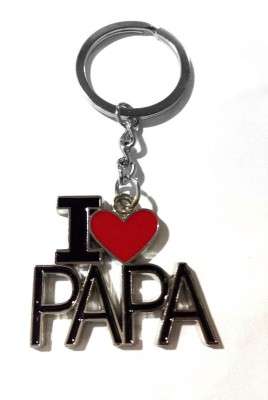 Tech Fashion I Love Papa Red Colour Heart Locking Key Chain(Red, Black)