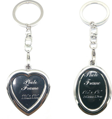 

City Choice Combo of Heart & Ovel Photoframe Key Chain(Silver)