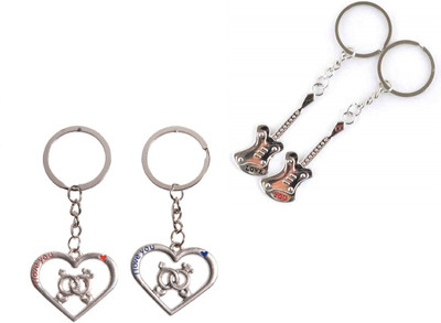 

CTW Guitar Love You & Heart Love Couple Valentine Gift Key Chain(Silver)