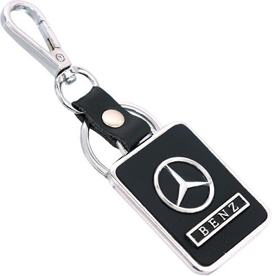 

U R God Hq Mercedes Benz Leather & Metal Square Car Logo Locking Key Chain(Black)