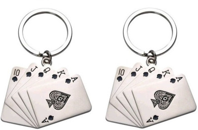 

New Pinch Playing Card Metal(pack of 2) Key Chain(Silver)