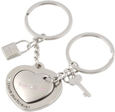 

CTW Heart lock and key True love Metal Key Chain(Silver)