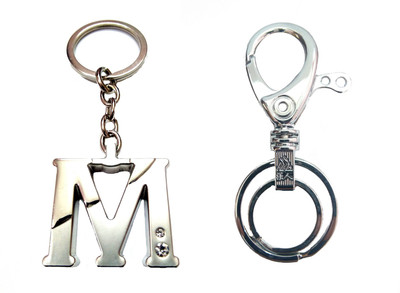 

City Choice Combo of Alphabet "M" with Hook & Locking Key Chain(Silver)