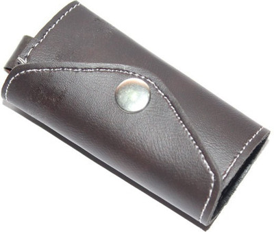 

Aura Faux Leather Small Pouch Locking Key Chain(Brown)