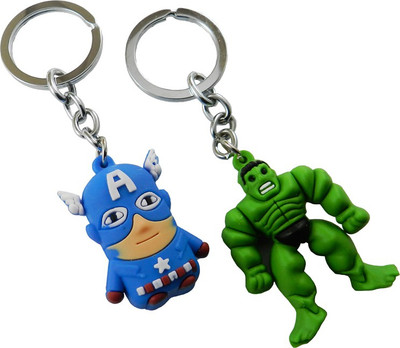 

Techpro ComboPack Rubber 3D Captain America & Hulk Toy Key Chain(Multicolor)