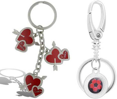 Rashi Traders Arrow 3 Heart + Red Black Locking Locking Key Chain(Silver)