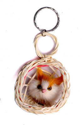 CTW Cute Cat In Basket Key Chain(Multicolor)