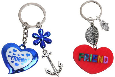 

Forty Creek Red & Blue Friend Heart Pack of 2 Key Chain(Multicolor)