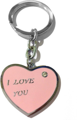 

Tech Fashion Heart Shape Pink I Love You One Diamond Locking Key Chain(Pink)