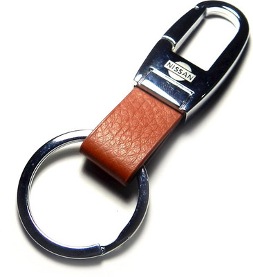 

Techpro with Nissan design SILVER color PRINT on BROWN LEATHERITE Locking Key Chain(Multicolor)
