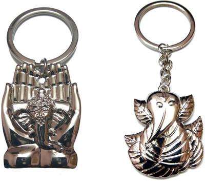 

City Choice Combo of Palm & Leaf Ganesha Key Chain(Silver)